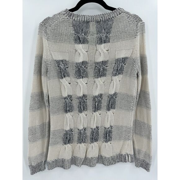 J. Crew Gray and Cream Cable Knit Sweater - Picture 3 of 4